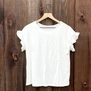 Women’s White Ruffle Sleeve Blouse Size 8